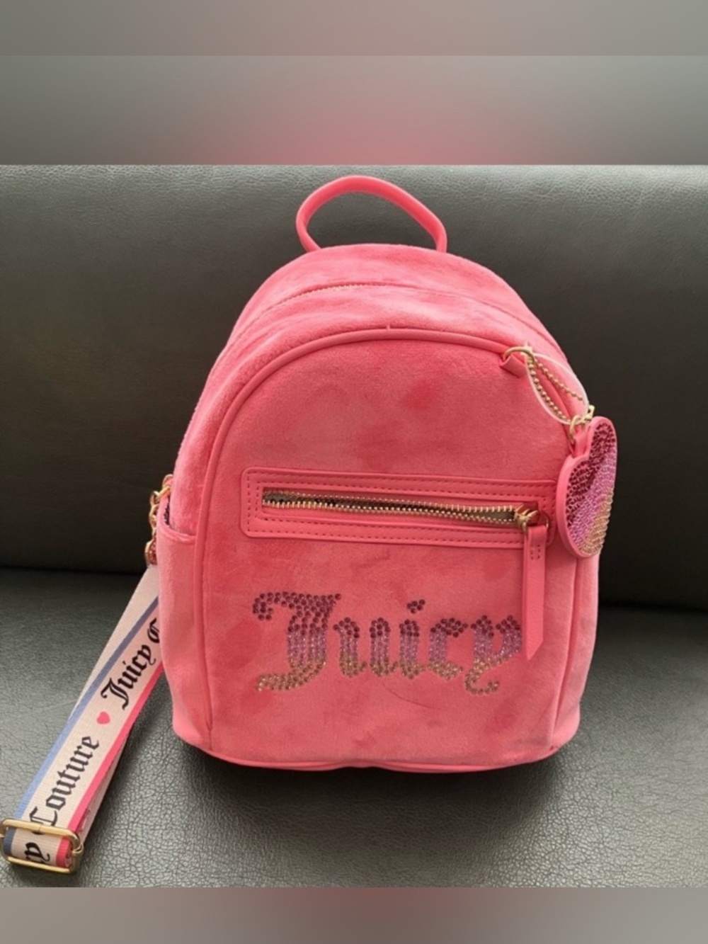 NEW Juicy Couture Small Rainbow Backpack Pink Lemonade Plush 11JCCITJC-PL